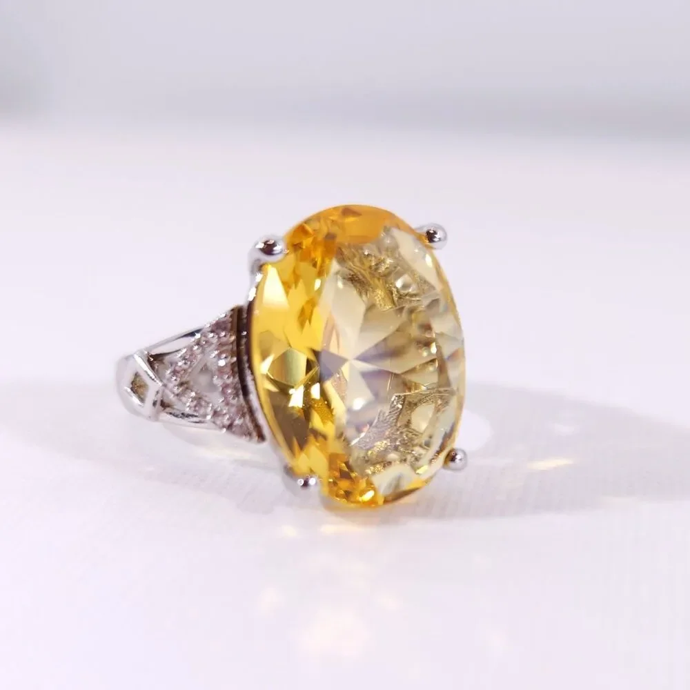 Simulated Yellow CZ Ring Size 6